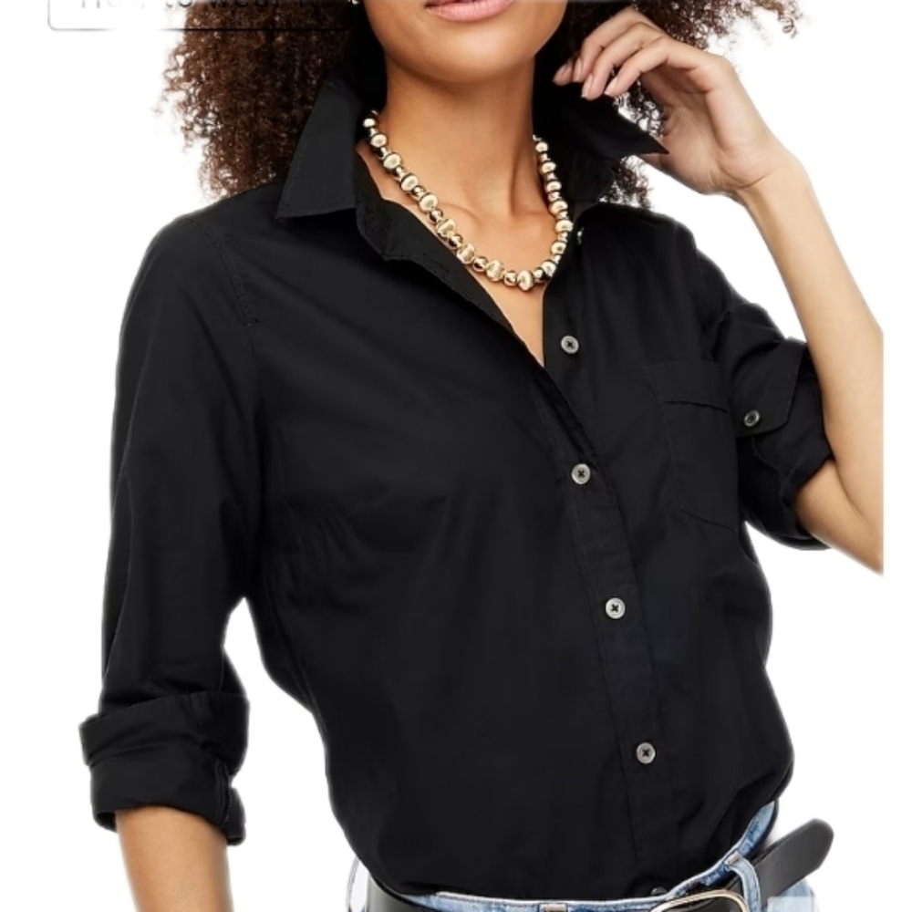 J Crew Factory Button-up cotton poplin shirt signature fit S petite NWT AL530